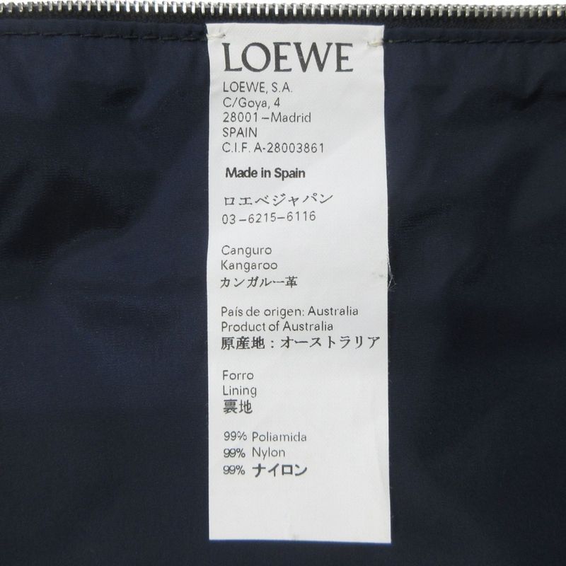 Loewe Leather Jacket Blouson Hoodie 2way Logo Hardware Anagram Button 48 Dark