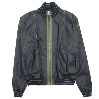 Loewe Leather Jacket Blouson Hoodie 2way Logo Hardware Anagram Button 48 Dark