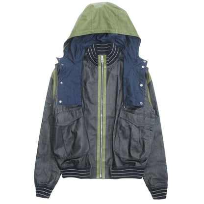 Loewe Leather Jacket Blouson Hoodie 2way Logo Hardware Anagram Button 48 Dark