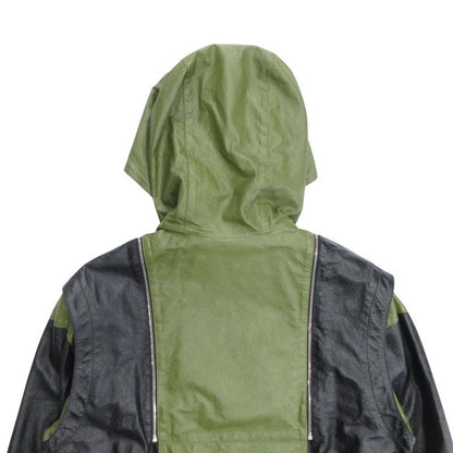 Loewe Leather Jacket Blouson Hoodie 2way Logo Hardware Anagram Button 48 Dark