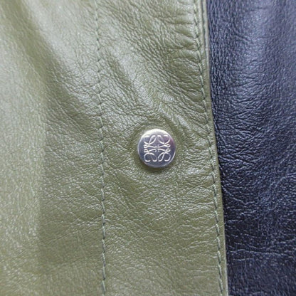 Loewe Leather Jacket Blouson Hoodie 2way Logo Hardware Anagram Button 48 Dark