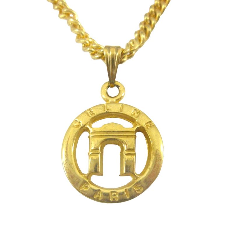 Celine Arc de Triomphe Necklace Pendant Chain Choker Accessories Jewelry Old