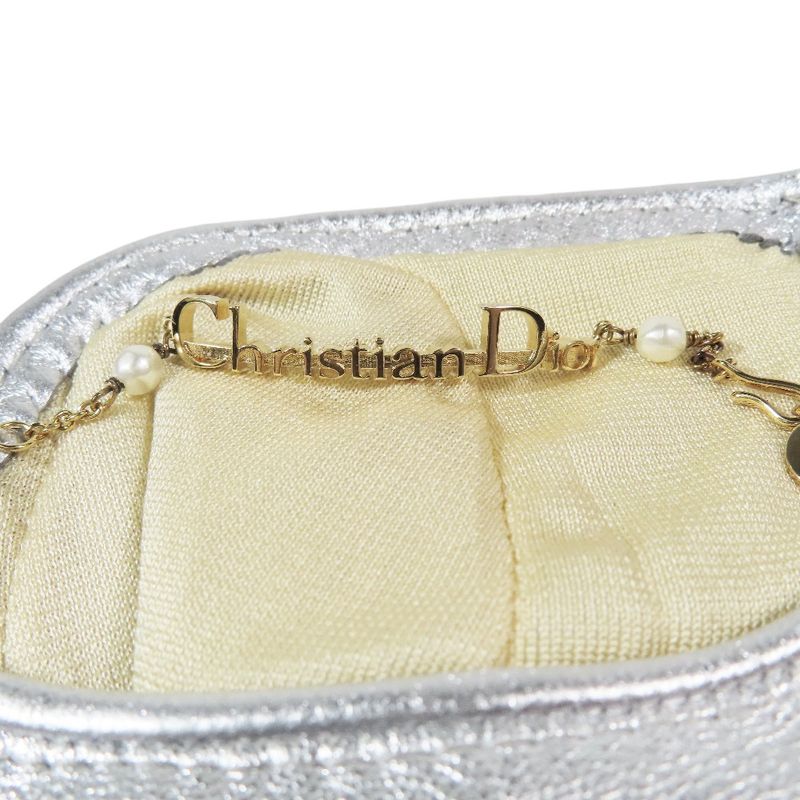Christian Dior Lamb Leather Gloves Leather Gloves Logo & Pearl Chain Charm 7