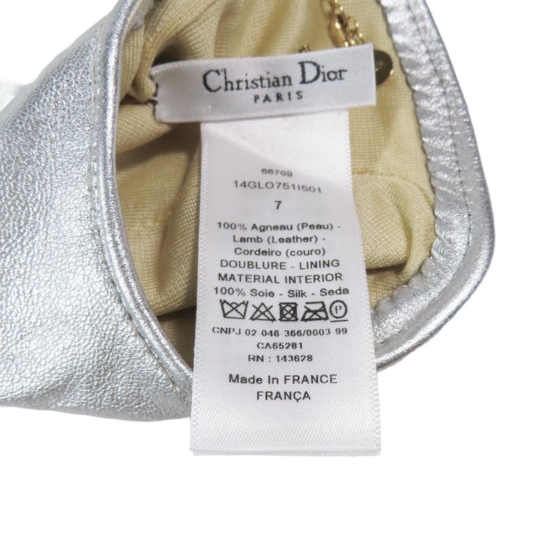 Christian Dior Lamb Leather Gloves Leather Gloves Logo & Pearl Chain Charm 7