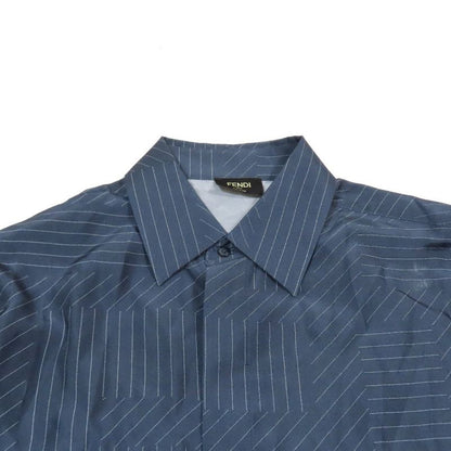 2023 Fendi 100% Silk Ff Zucca Total Pattern Shirt Blouse Long Sleeves Cut and