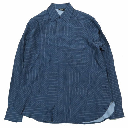 2023 Fendi 100% Silk Ff Zucca Total Pattern Shirt Blouse Long Sleeves Cut and
