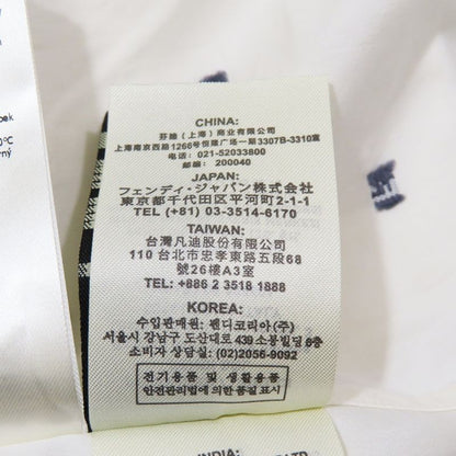 Unused 2021 Fendi Ff Logo Zucca Total Embroidery Shirt Blouse Long Sleeve Cut