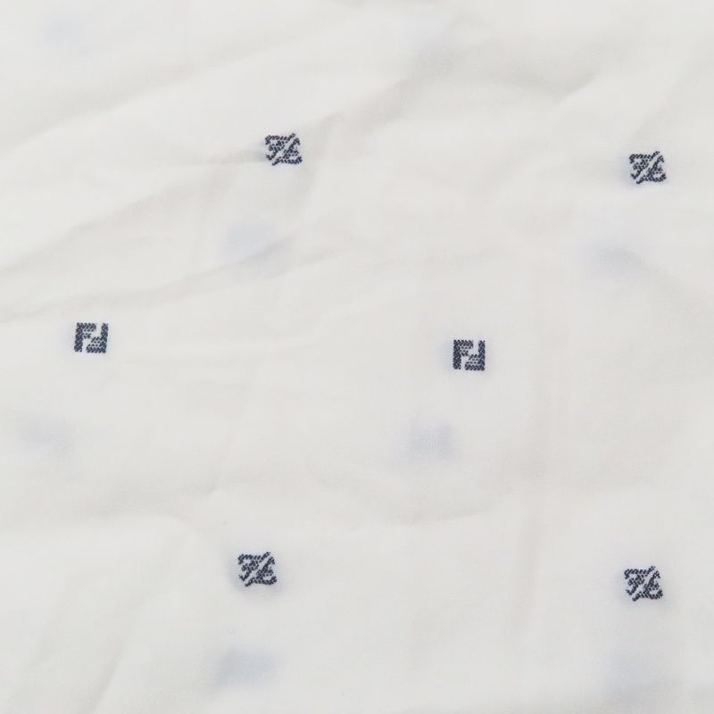 Unused 2021 Fendi Ff Logo Zucca Total Embroidery Shirt Blouse Long Sleeve Cut