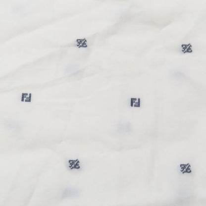 Unused 2021 Fendi Ff Logo Zucca Total Embroidery Shirt Blouse Long Sleeve Cut