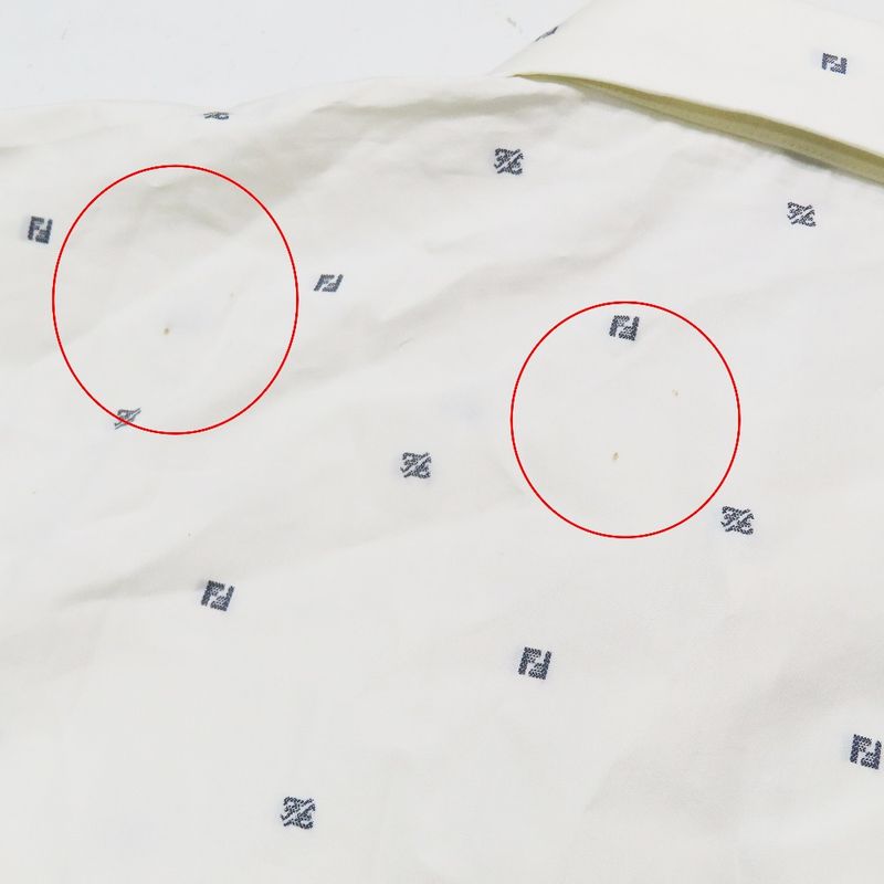 Unused 2021 Fendi Ff Logo Zucca Total Embroidery Shirt Blouse Long Sleeve Cut