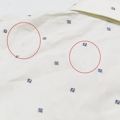 Unused 2021 Fendi Ff Logo Zucca Total Embroidery Shirt Blouse Long Sleeve Cut