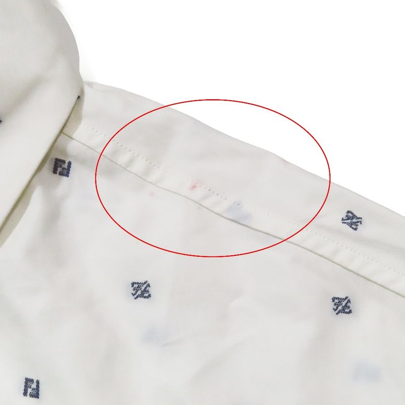 Unused 2021 Fendi Ff Logo Zucca Total Embroidery Shirt Blouse Long Sleeve Cut