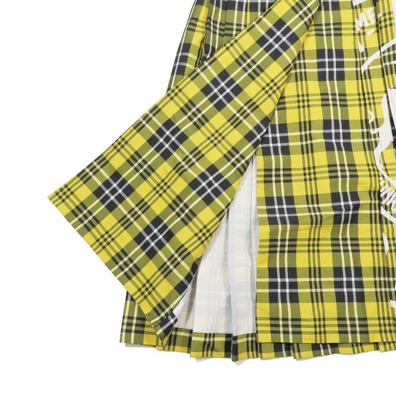 Unused 22aw Christian Dior Tartan Check Wrap Pleated Skirt Print Belt 34 Yellow
