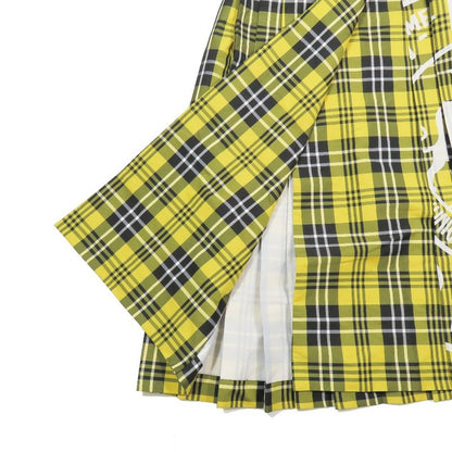 Unused 22aw Christian Dior Tartan Check Wrap Pleated Skirt Print Belt 34 Yellow