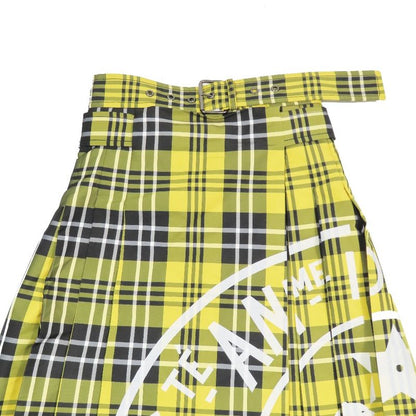 Unused 22aw Christian Dior Tartan Check Wrap Pleated Skirt Print Belt 34 Yellow