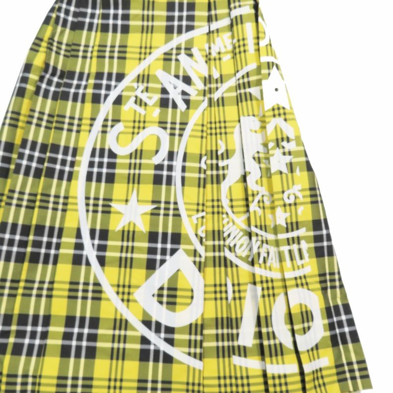 Unused 22aw Christian Dior Tartan Check Wrap Pleated Skirt Print Belt 34 Yellow