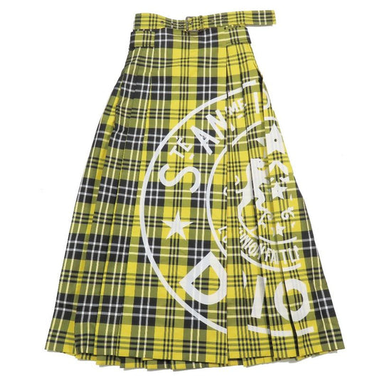Unused 22aw Christian Dior Tartan Check Wrap Pleated Skirt Print Belt 34 Yellow