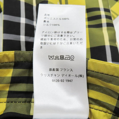 Unused 22aw Christian Dior Tartan Check Wrap Pleated Skirt Print Belt 34 Yellow