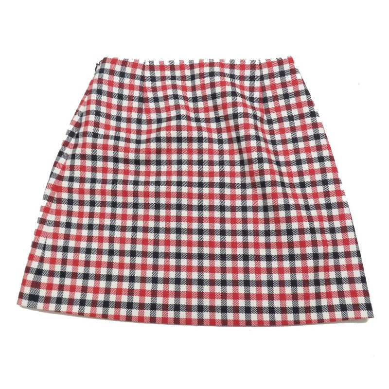 Unused 22ss Christian Dior Wool Checkered Trapezoidal Skirt Short Mini 34 Red