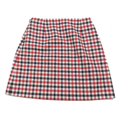 Unused 22ss Christian Dior Wool Checkered Trapezoidal Skirt Short Mini 34 Red