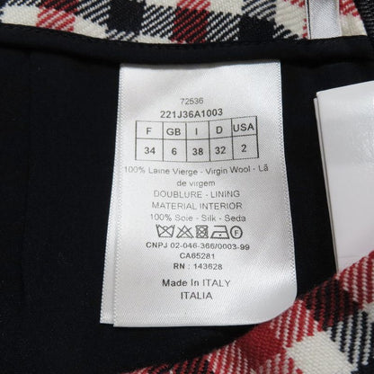 Unused 22ss Christian Dior Wool Checkered Trapezoidal Skirt Short Mini 34 Red