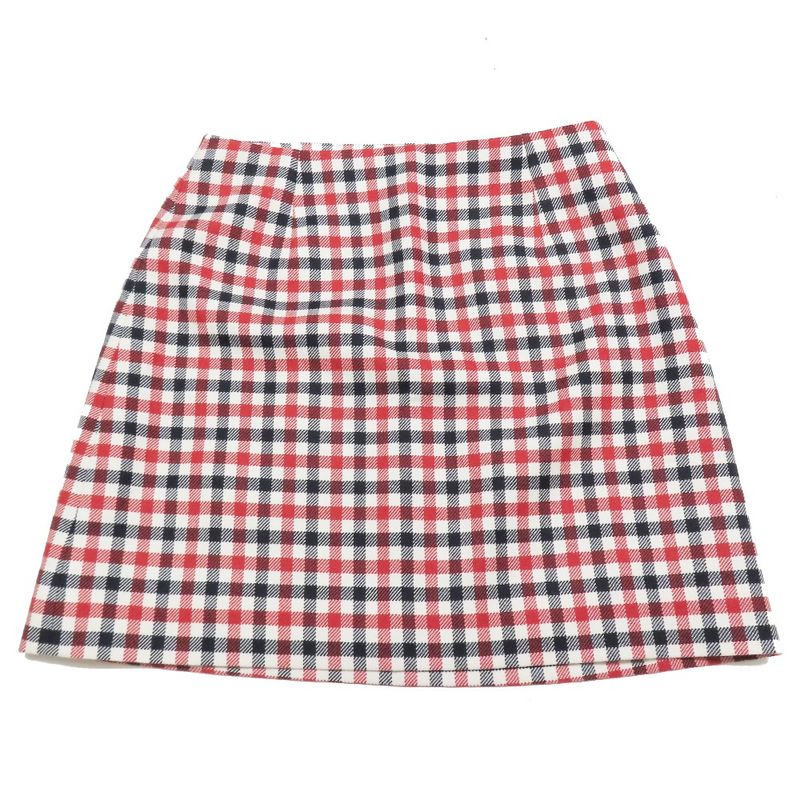 Unused 22ss Christian Dior Wool Checkered Trapezoidal Skirt Short Mini 34 Red