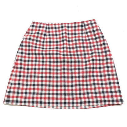 Unused 22ss Christian Dior Wool Checkered Trapezoidal Skirt Short Mini 34 Red