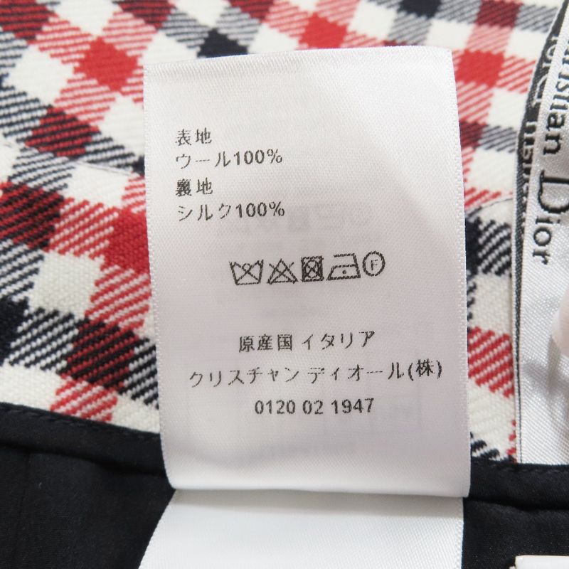 Unused 22ss Christian Dior Wool Checkered Trapezoidal Skirt Short Mini 34 Red