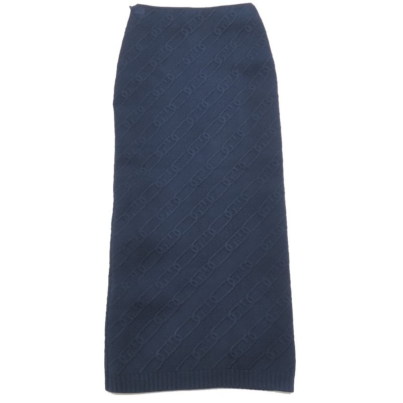 Unused 21ss Fendi Ff Logo Zucca Chain Pattern Embossed Knit Tight Skirt Long