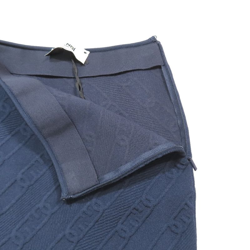 Unused 21ss Fendi Ff Logo Zucca Chain Pattern Embossed Knit Tight Skirt Long