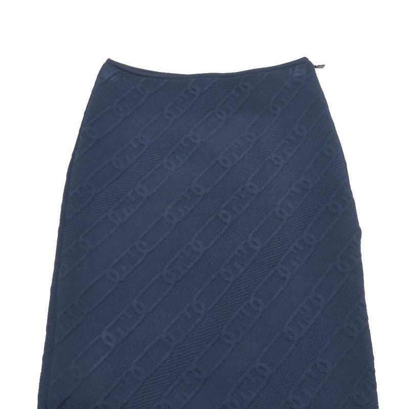 Unused 21ss Fendi Ff Logo Zucca Chain Pattern Embossed Knit Tight Skirt Long