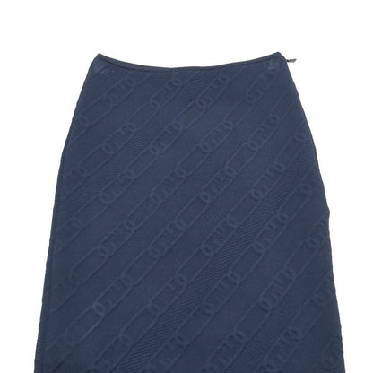 Unused 21ss Fendi Ff Logo Zucca Chain Pattern Embossed Knit Tight Skirt Long