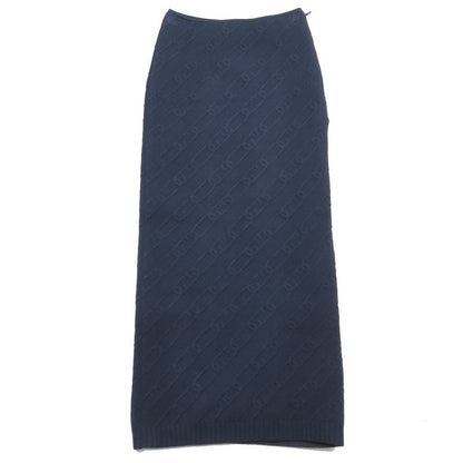 Unused 21ss Fendi Ff Logo Zucca Chain Pattern Embossed Knit Tight Skirt Long