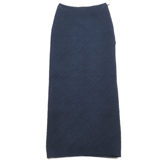 Unused 21ss Fendi Ff Logo Zucca Chain Pattern Embossed Knit Tight Skirt Long