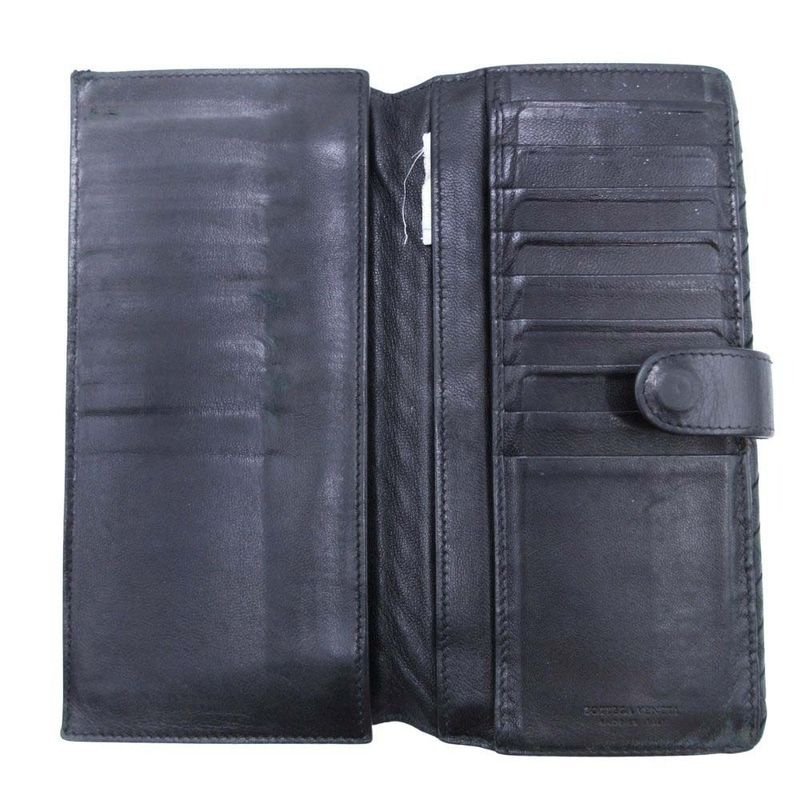 Good Bottega Veneta Intrecciato Long Wallet with Coin Purse 134075 Black Men