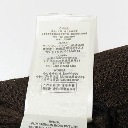 Unused 2019 Fendi Pecan Stripe Mesh Knit Long Sleeve High Neck Cut Sweater