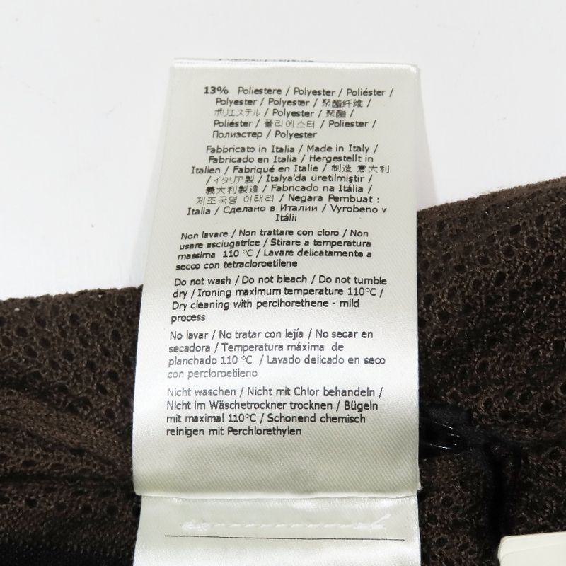 Unused 2019 Fendi Pecan Stripe Mesh Knit Long Sleeve High Neck Cut Sweater