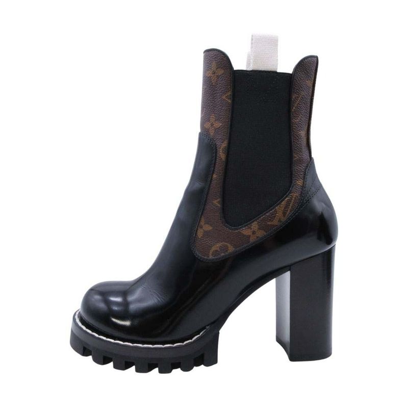 2018 Louis Vuitton Monogram Side Gore Boots Ankle Boots Chelsea 36/23.0 Black