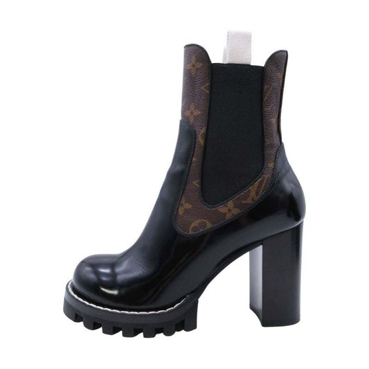 2018 Louis Vuitton Monogram Side Gore Boots Ankle Boots Chelsea 36/23.0 Black