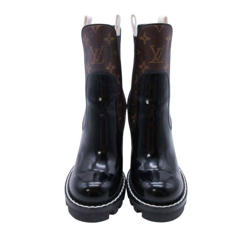 2018 Louis Vuitton Monogram Side Gore Boots Ankle Boots Chelsea 36/23.0 Black