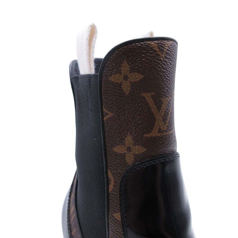 2018 Louis Vuitton Monogram Side Gore Boots Ankle Boots Chelsea 36/23.0 Black