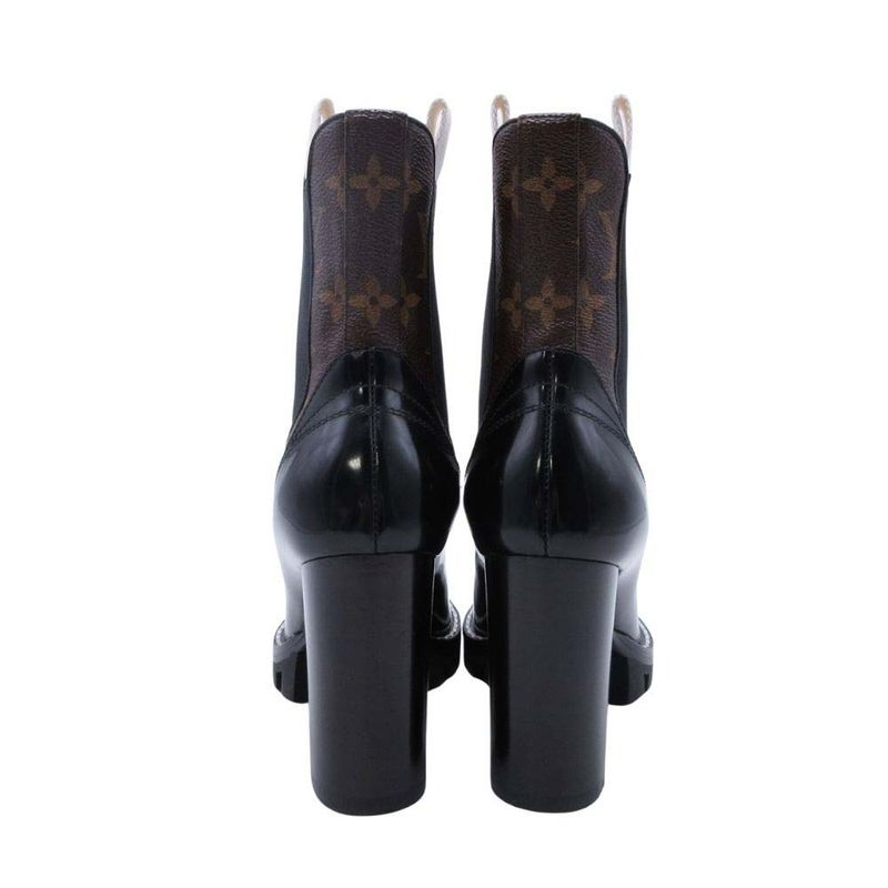2018 Louis Vuitton Monogram Side Gore Boots Ankle Boots Chelsea 36/23.0 Black