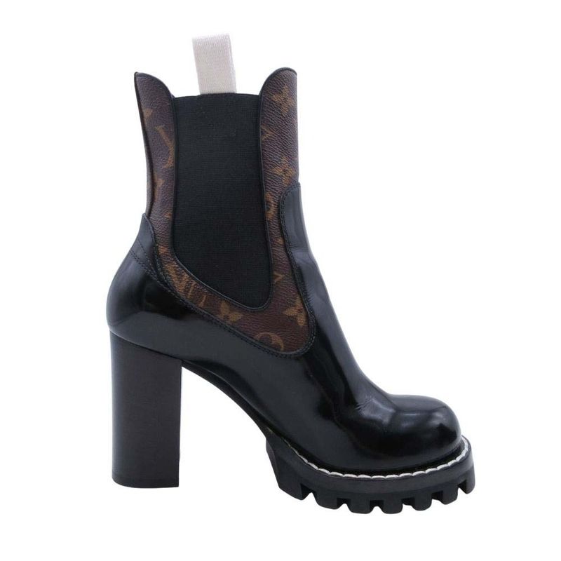 2018 Louis Vuitton Monogram Side Gore Boots Ankle Boots Chelsea 36/23.0 Black