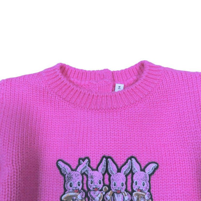 Unused Baby Dior Baby Dior Wool Knit Dress Sweater Long Sleeves Rabbit Logo