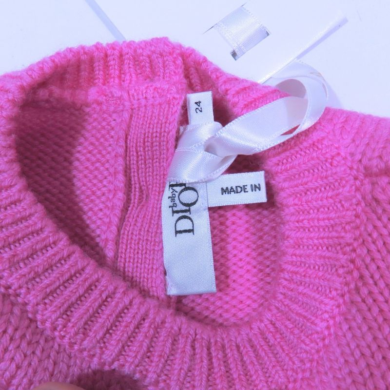 Unused Baby Dior Baby Dior Wool Knit Dress Sweater Long Sleeves Rabbit Logo
