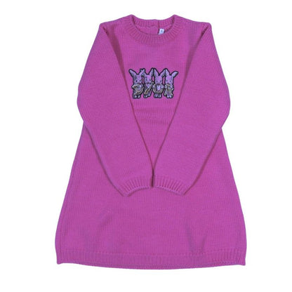 Unused Baby Dior Baby Dior Wool Knit Dress Sweater Long Sleeves Rabbit Logo