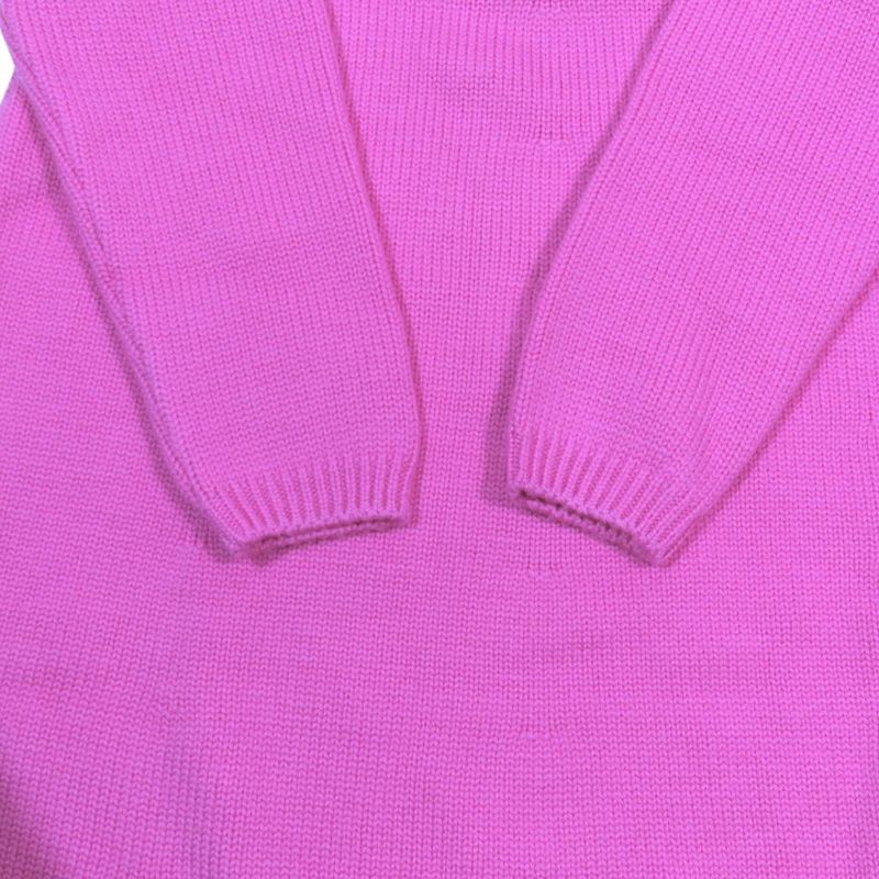 Unused Dior Wool Knit Dress Sweater Long Sleeves Rabbit Logo Patch Flare Knee