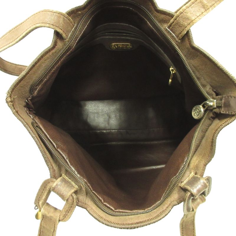 Fendi SAS Fendi 90's 00's Suedeleather Hand Bag Tote Shoulder Zucca Leather Old