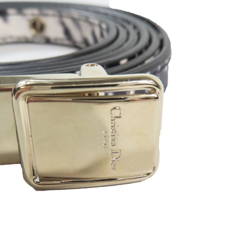 Unused Christian DIOR Leather Gold Hardware Logo Buckle Animal Pattern Narrow