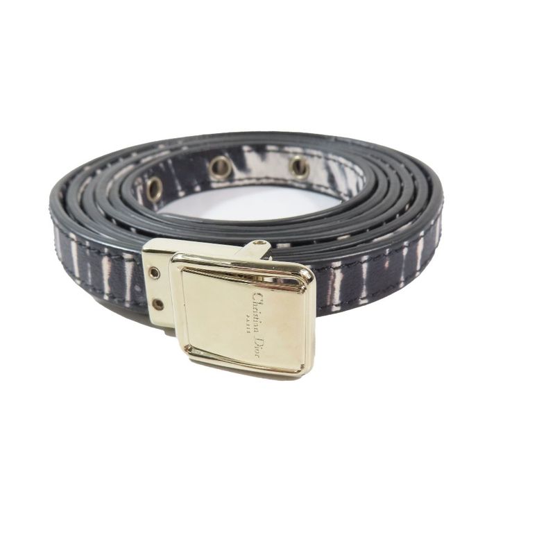 Unused Christian DIOR Leather Gold Hardware Logo Buckle Animal Pattern Narrow